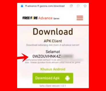 Kode Aktivasi Free Fire Advance Server